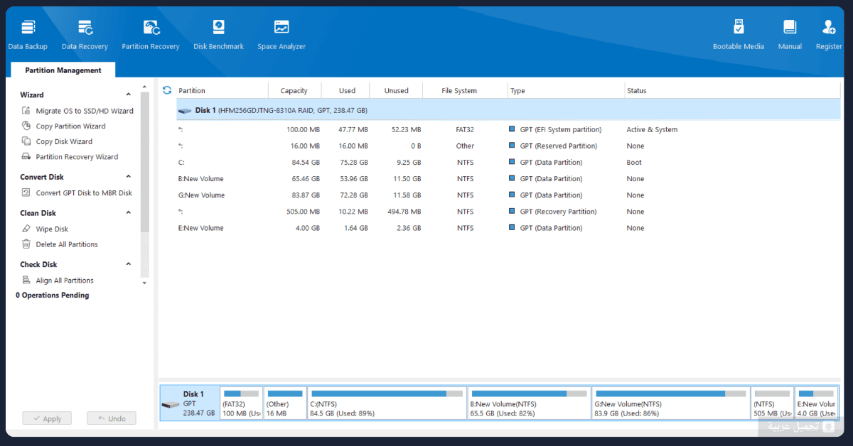 MiniTool Partition للكمبيوتر
